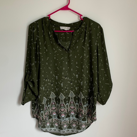 Green floral/paisley blouse - Picture 1 of 2
